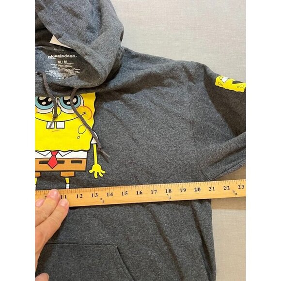 Nickelodeon Sponge Bob Sweatshirt Adult M Gray Pullover Long Sleeves Hoodie Mens - Picture 7 of 9